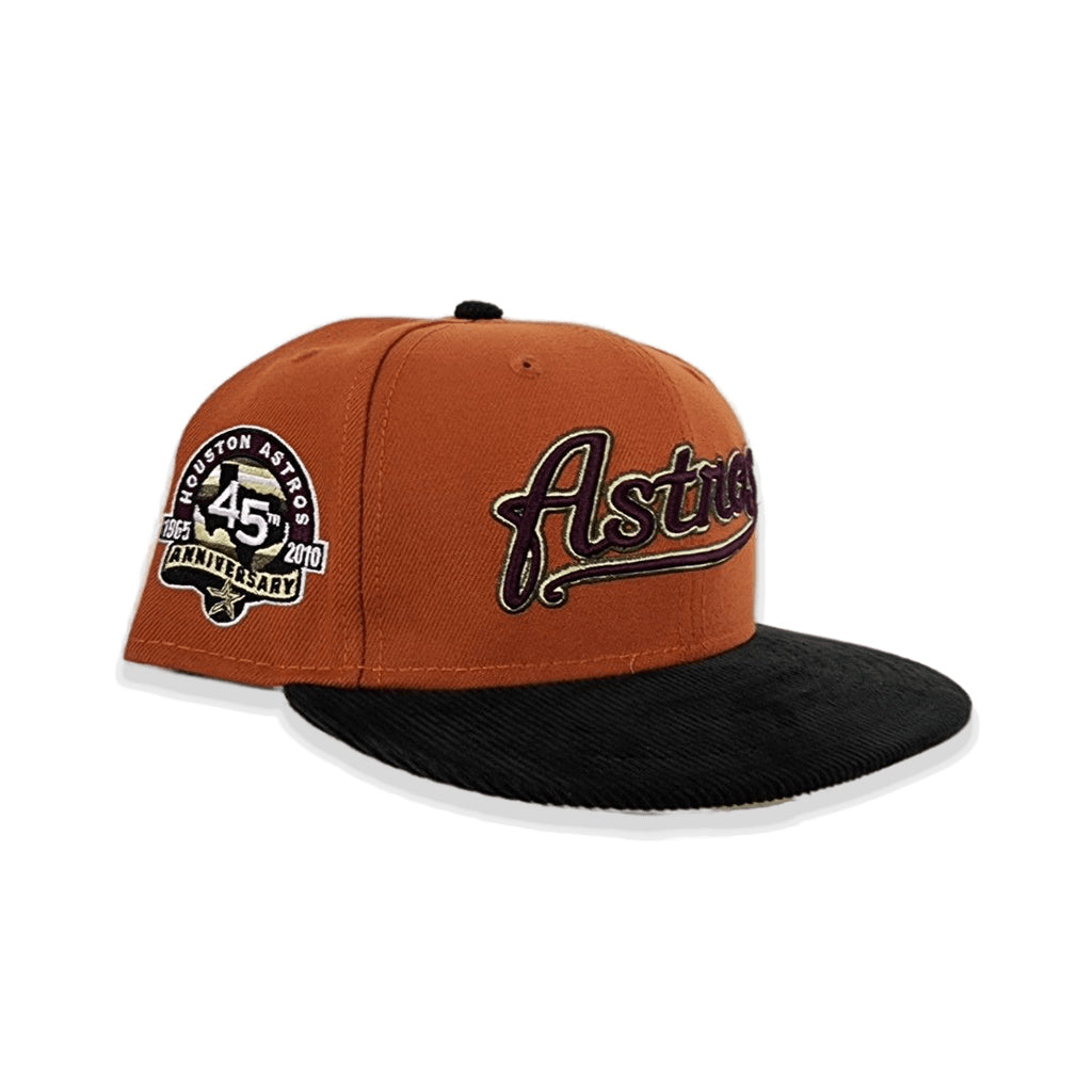 Toasted Peanut Houston Astros Black Corduroy Visor Vegas Gold Bottom 45th Anniversary Side Patch New Era 59Fifty Fitted