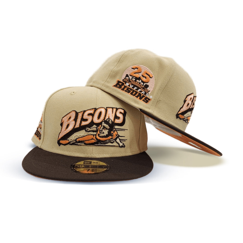 Vegas Gold Buffalo Bisons Blue Brown Visor Orange Bottom 25th Years Side Patch New Era 59Fifty Fitted