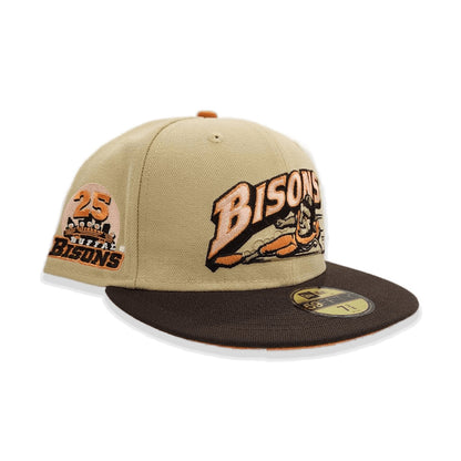 Vegas Gold Buffalo Bisons Blue Brown Visor Orange Bottom 25th Years Side Patch New Era 59Fifty Fitted