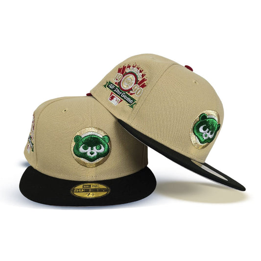 Vegas Gold Chicago Cubs Black Visor Gray Bottom 1990 All Star Game Side Patch New Era 59Fifty Fitted