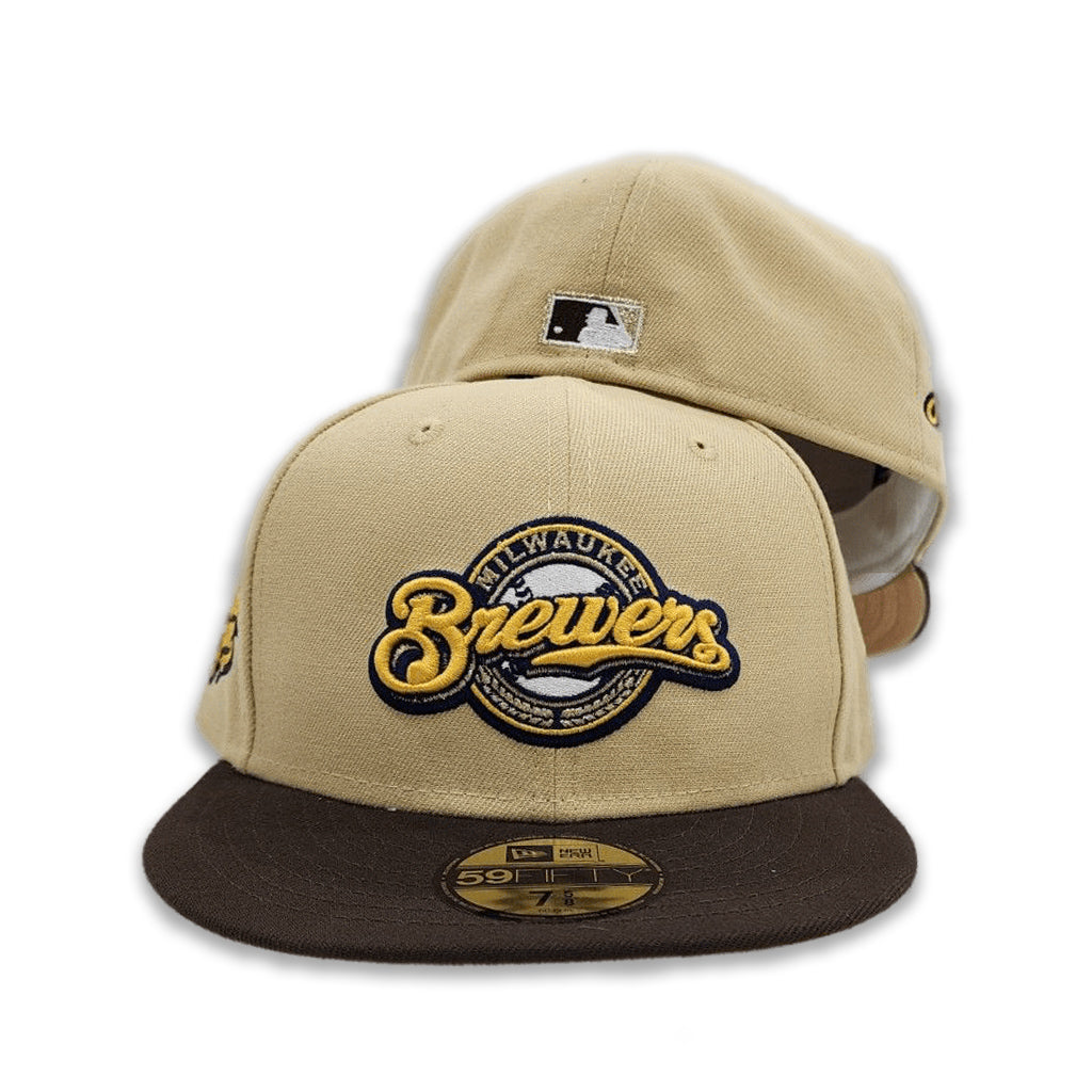 Vegas Gold Milwaukee Brewers Brown Visor Gold Bottom 2002 All Star Game Side Patch New Era 59Fifty Fitted