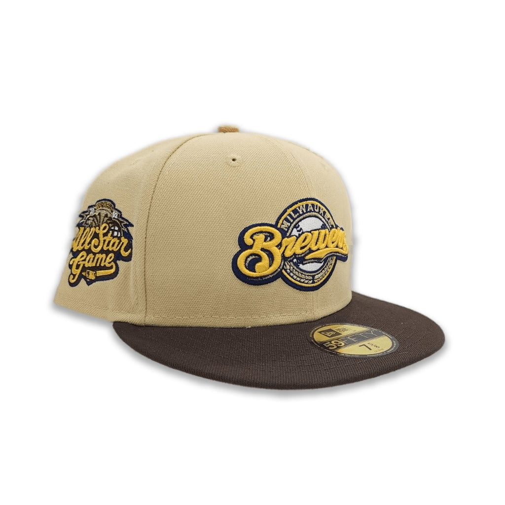 Vegas Gold Milwaukee Brewers Brown Visor Gold Bottom 2002 All Star Game Side Patch New Era 59Fifty Fitted