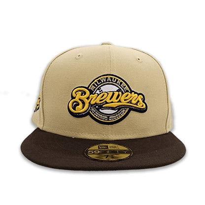 Vegas Gold Milwaukee Brewers Brown Visor Gold Bottom 2002 All Star Game Side Patch New Era 59Fifty Fitted