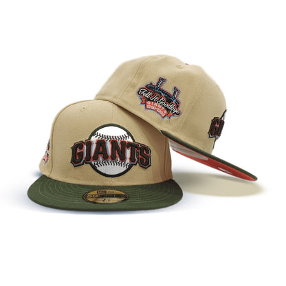 Vegas Gold San Francisco Giants Olive Green Visor Orange Bottom Tell It Goodbye Stadium Side Patch New Era 59Fifty Fitted