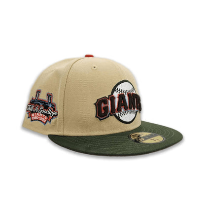 Vegas Gold San Francisco Giants Olive Green Visor Orange Bottom Tell It Goodbye Stadium Side Patch New Era 59Fifty Fitted