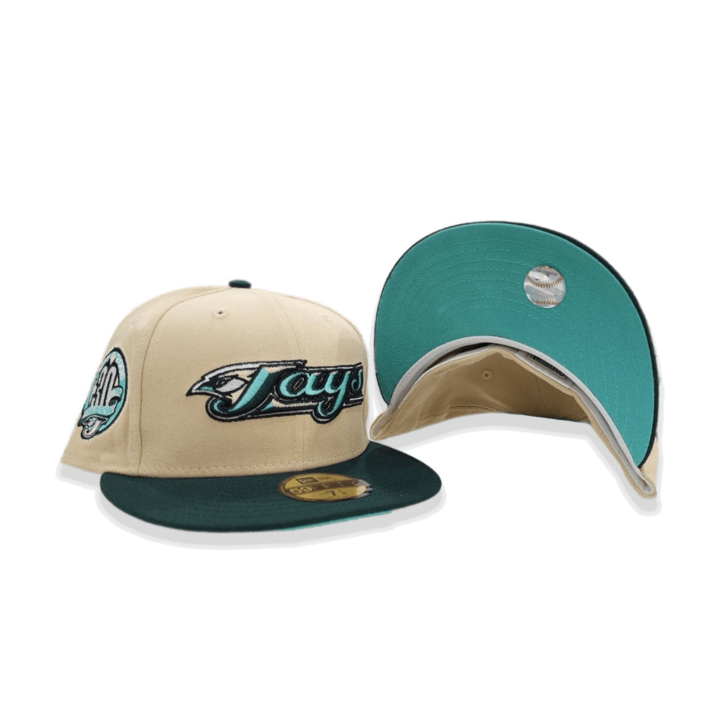 Vegas Gold Toronto Blue Jays Dark Green Visor Mint Green Bottom 30th Anniversary Side Patch New Era 59Fifty Fitted