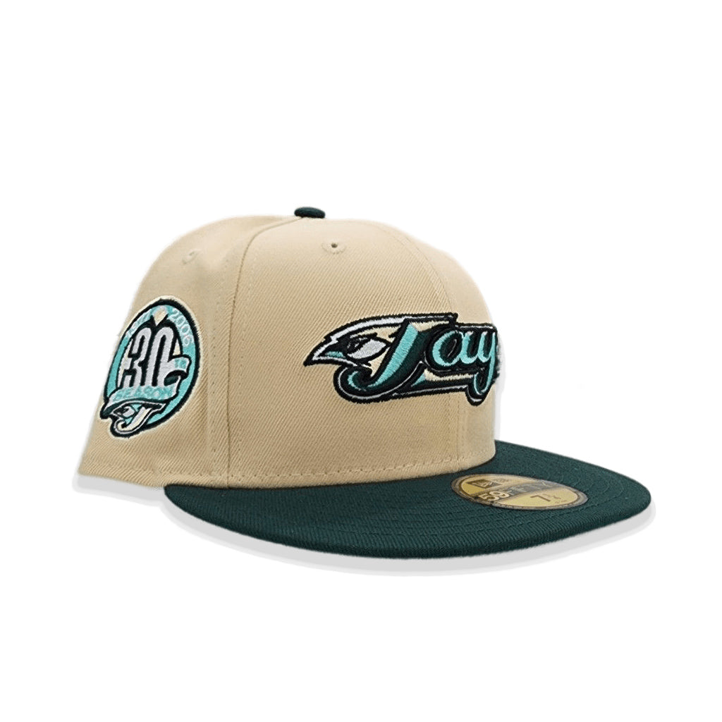 Vegas Gold Toronto Blue Jays Dark Green Visor Mint Green Bottom 30th Anniversary Side Patch New Era 59Fifty Fitted
