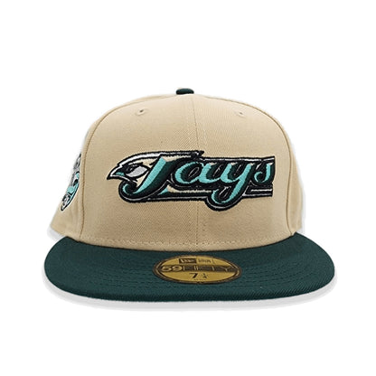 Vegas Gold Toronto Blue Jays Dark Green Visor Mint Green Bottom 30th Anniversary Side Patch New Era 59Fifty Fitted