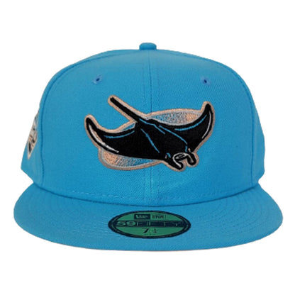 Vice Blue Tampa Bay Rays Peach Bottom 20th Anniversary Side Patch New Era 59Fifty Fitted
