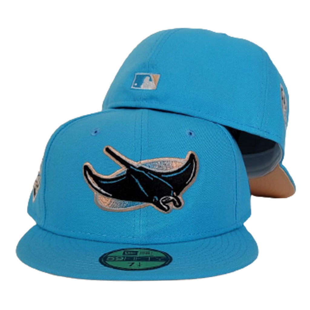 Vice Blue Tampa Bay Rays Peach Bottom 20th Anniversary Side Patch New Era 59Fifty Fitted