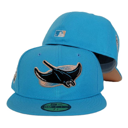 Vice Blue Tampa Bay Rays Peach Bottom 20th Anniversary Side Patch New Era 59Fifty Fitted