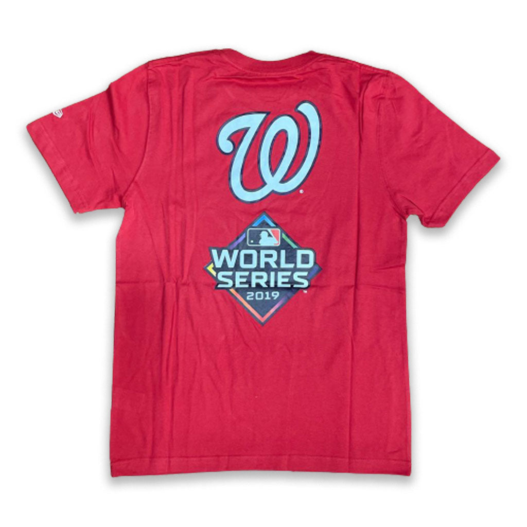 RED WASHINGTON NATIONALS 2019 WORLD SERIES CHAMPIONS NEW ERA SHORT SLEEVE T-SHIRT