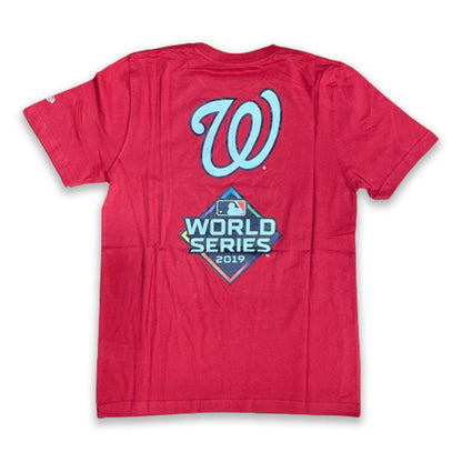 RED WASHINGTON NATIONALS 2019 WORLD SERIES CHAMPIONS NEW ERA SHORT SLEEVE T-SHIRT