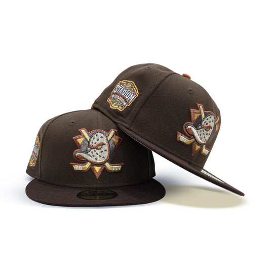 Walnut Anaheim Mighty Ducks Dark Brown Visor Gray Bottom 2015 Levi's Stadium Series Side Patch New Era 59Fifty Fitted