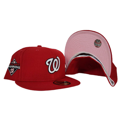 Washington Nationals Red Pink Bottom 2019 World Series Champions New Era 59Fifty Fitted