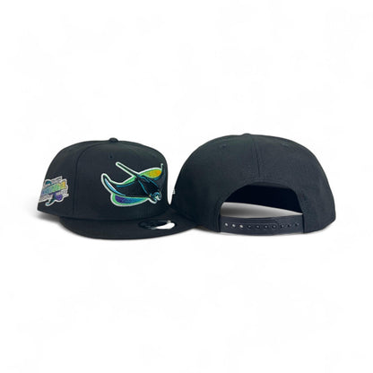 Black Tampa Bay Rays Gray Bottom 1998 Inaugural Season Side Patch New Era 9Fifty Snapback
