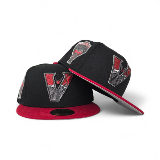 Black Upside Down Arizona Diamondbacks Red Visor Gray Bottom 1998 Inaugural Season New Era 59Fifty Fitted