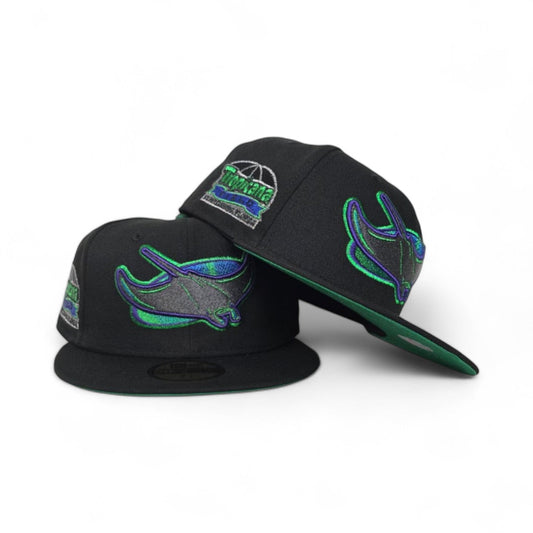 Black Tampa Bay Rays Green Bottom Tropicana Field Side Patch New Era 59Fifty Fitted