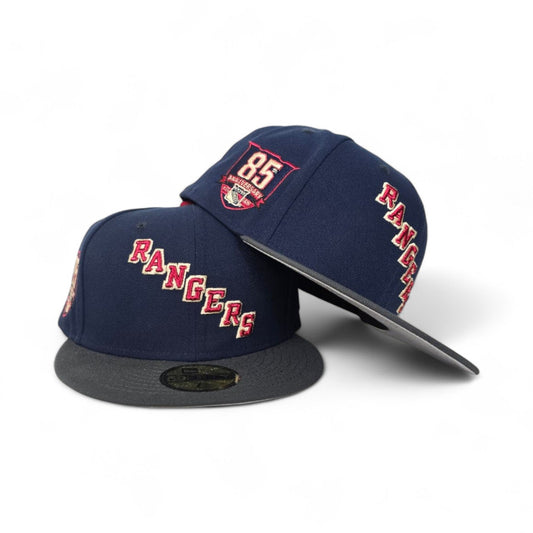 Navy Blue New York Rangers Dark Gray Visor Gray Bottom 84th Anniversary Side Patch New Era 59Fifty Fitted