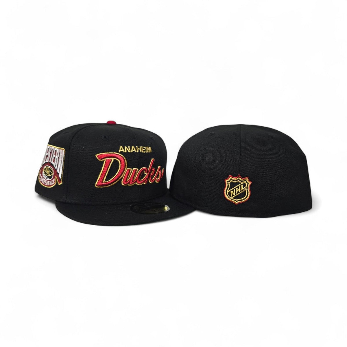 Black Anaheim Ducks Green Bottom Western Conference Side Patch New Era 59Fifty Fitted
