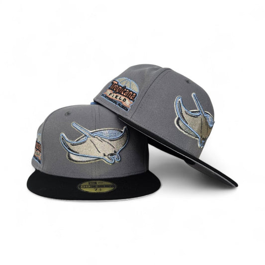 Storm Gray Tampa Bay Rays Black Visor Gray Bottom Tropicana Field Side Patch New Era 59Fifty Fitted