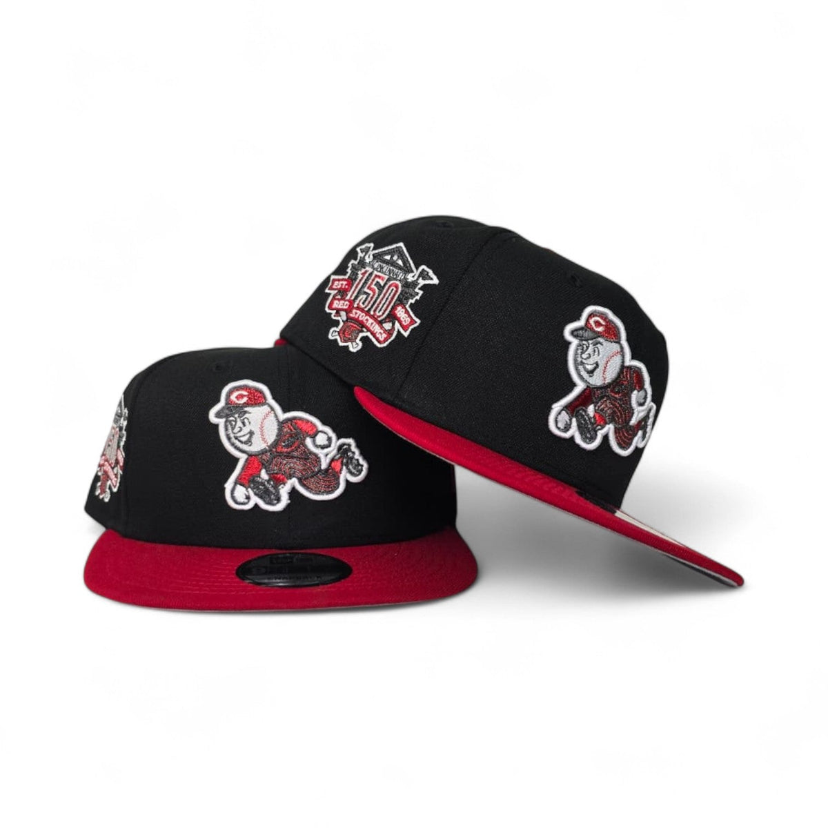 Black Cincinnati Reds Red Visor Gray Bottom 150th Anniversary Side Patch 9Fifty Snapback