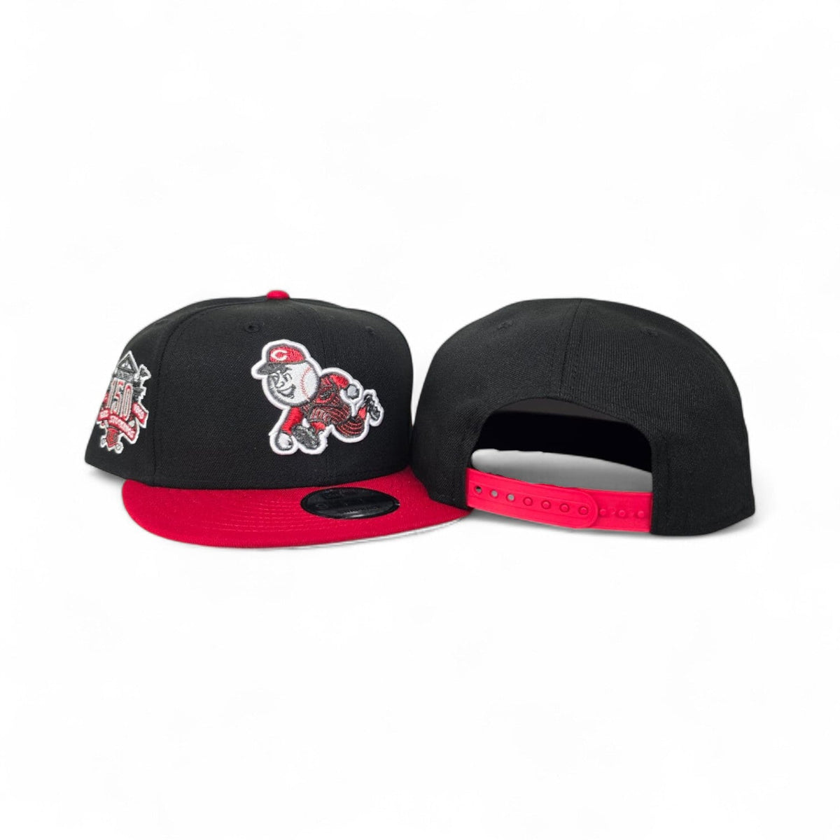 Black Cincinnati Reds Red Visor Gray Bottom 150th Anniversary Side Patch 9Fifty Snapback