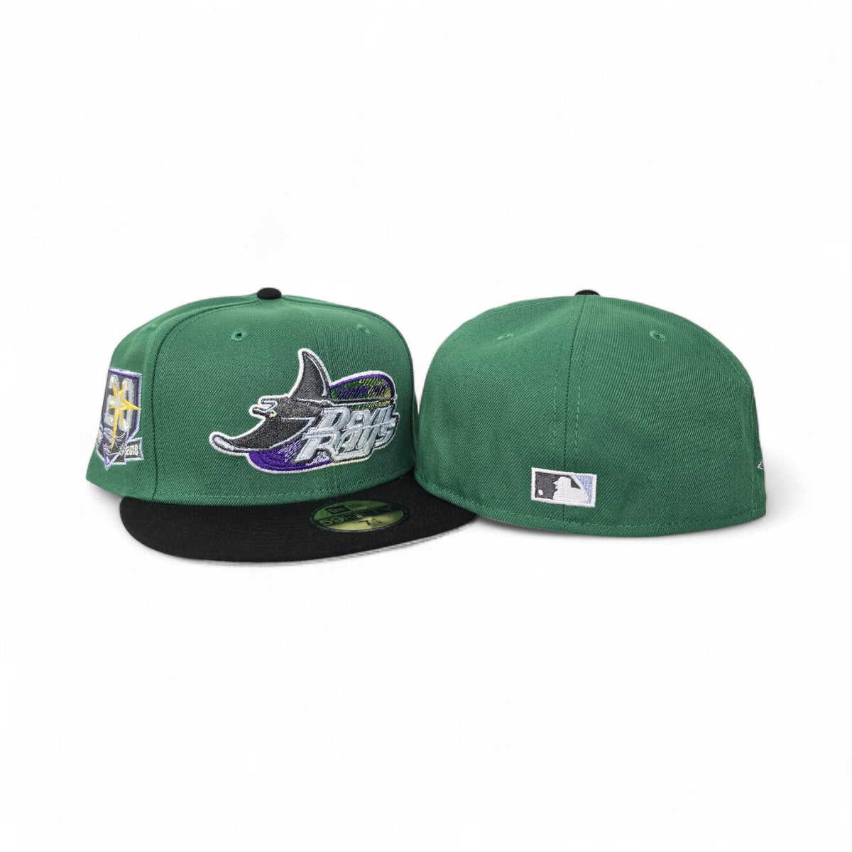 Kelly Green Tampa Bay Rays Black Visor Gray Bottom 20th Anniversary side Patch New Era 59Fifty Fitted
