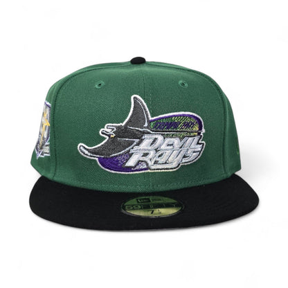 Kelly Green Tampa Bay Rays Black Visor Gray Bottom 20th Anniversary side Patch New Era 59Fifty Fitted