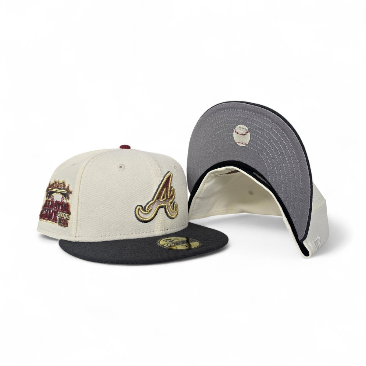 Off White Atlanta Braves Dark Gray Visor Gray Bottom 2000 All Star Game Side Patch New Era 59Fifty Fitted