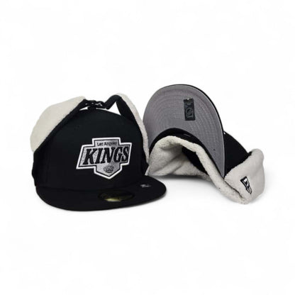 Black Los Angeles Kings Gray Bottom Dog Ear Flap New Era 59Fifty Fitted