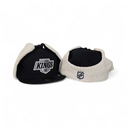 Black Los Angeles Kings Gray Bottom Dog Ear Flap New Era 59Fifty Fitted