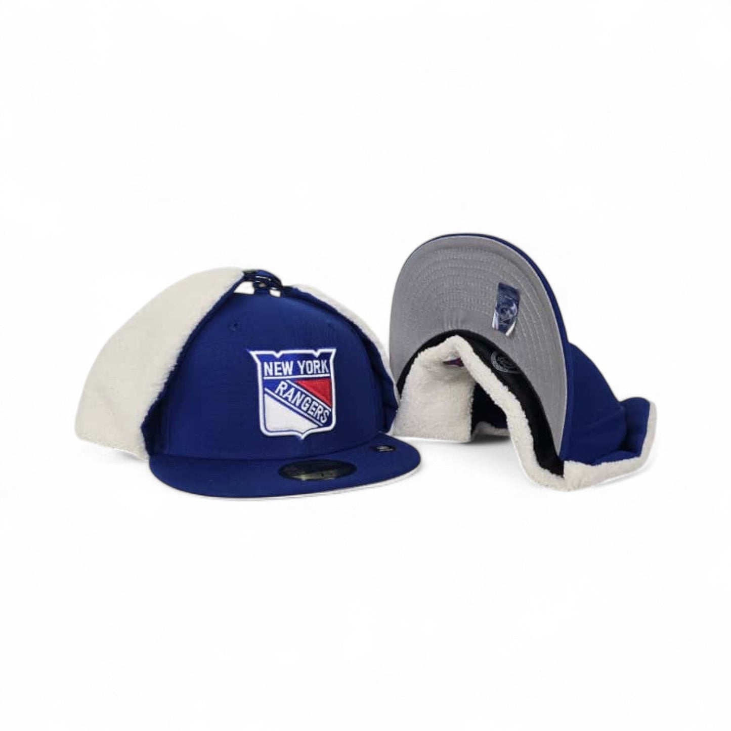 Royal Blue New York Rangers Gray Bottom Dog Ear Flap New Era 59Fifty Fitted