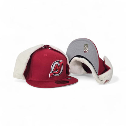 Red New Jersey Devils Gray Bottom Dog Ear Flap New Era 59Fifty Fitted