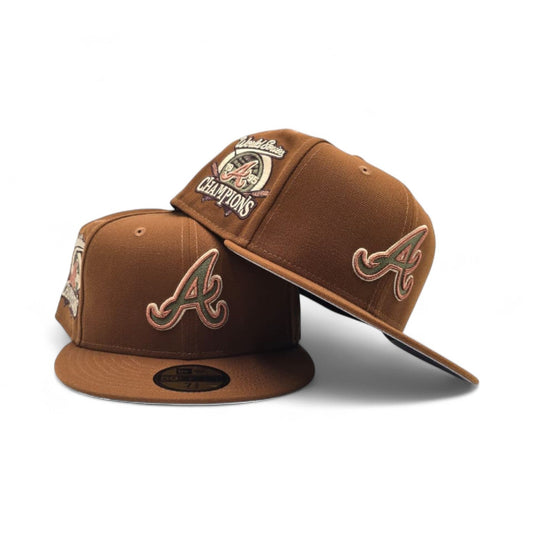Toasted Peanut Atlanta Braves Gray Bottom 1995 World Series Champions Side Patch New Era 59Fifty Fitted