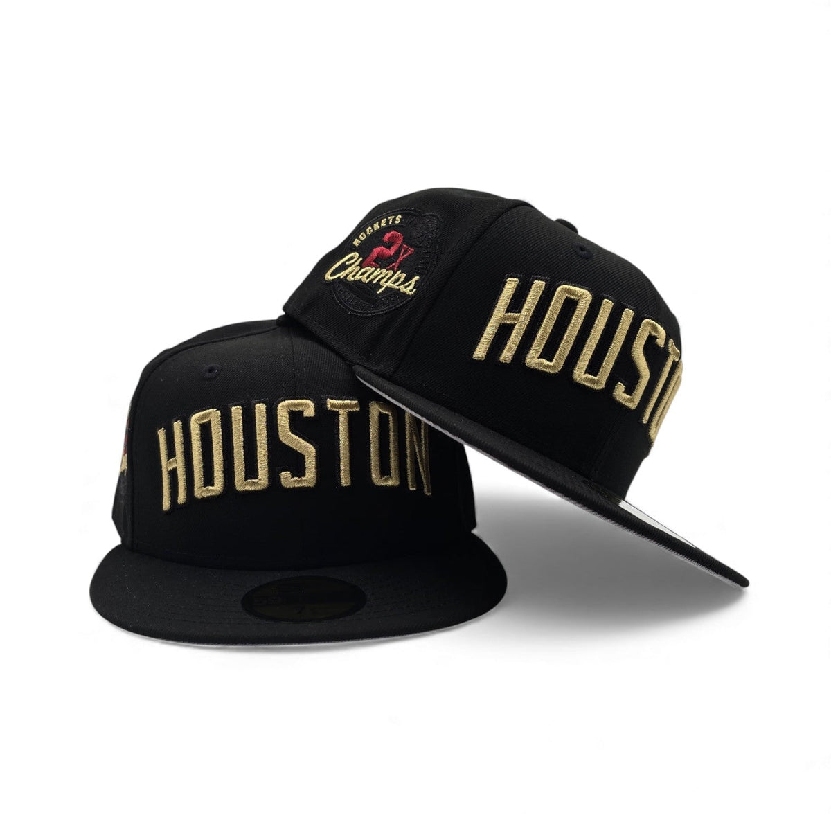Black Houston Rockets Gray Bottom 2x Finals Champions New Era 59Fifty Fitted