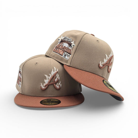 Camel Atlanta Braves Toasted Peanut Visor Gray Bottom 2000 All Star Game Side Patch New Era 59Fifty Fitted