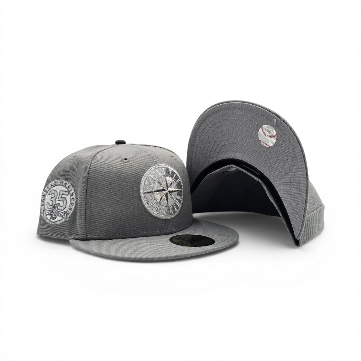 Storm Gray Seattle Mariners Gray Bottom 35th Anniversary Side Patch New Era 59Fifty Fitted