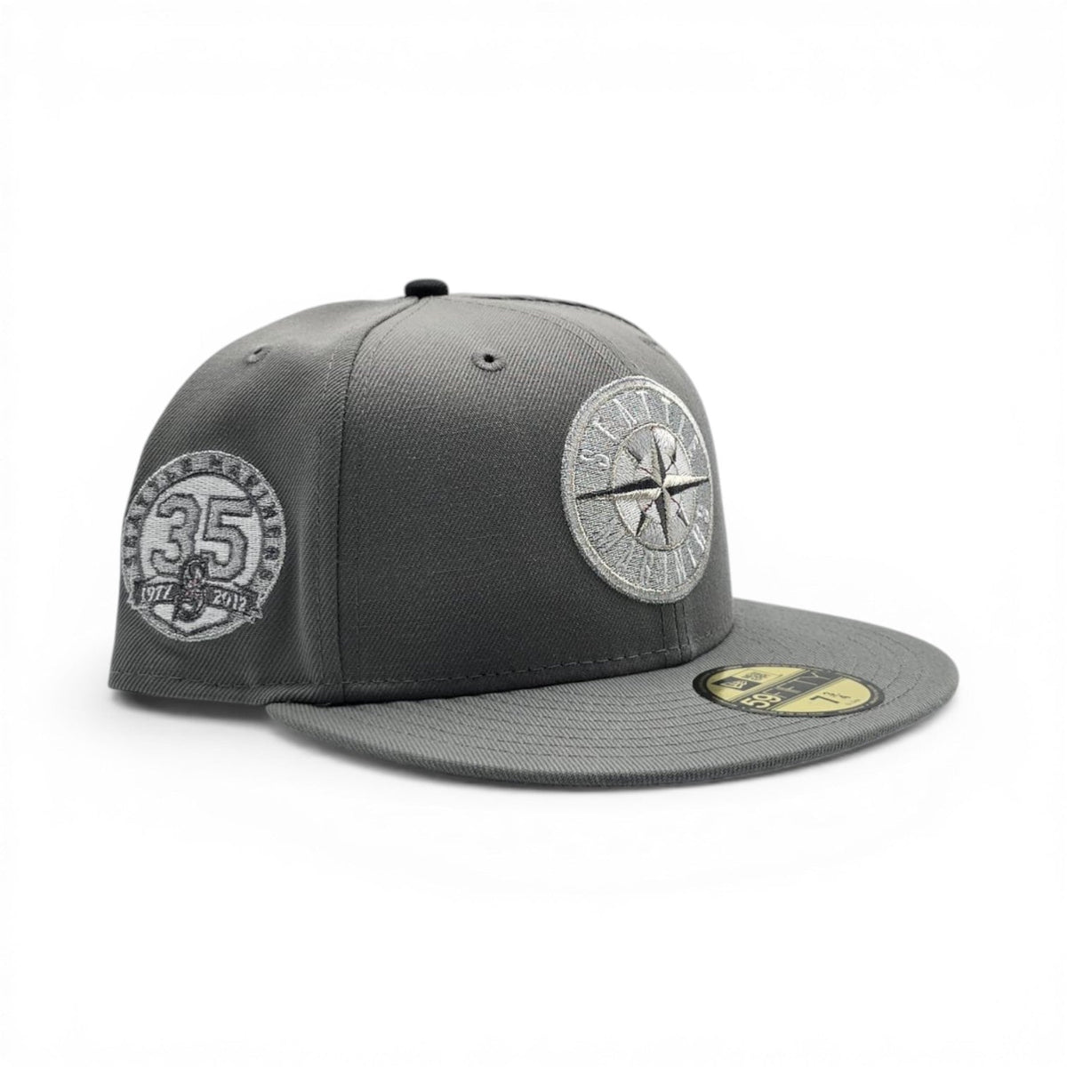 Storm Gray Seattle Mariners Gray Bottom 35th Anniversary Side Patch New Era 59Fifty Fitted