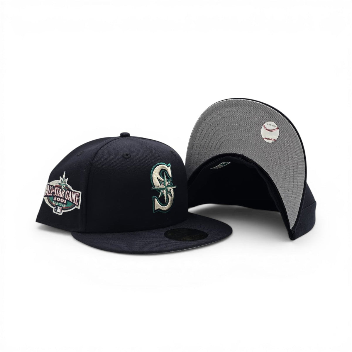 Navy Blue Seattle Mariners Gray Bottom 2001 All Star Game Side Patch New Era 59Fifty Fitted