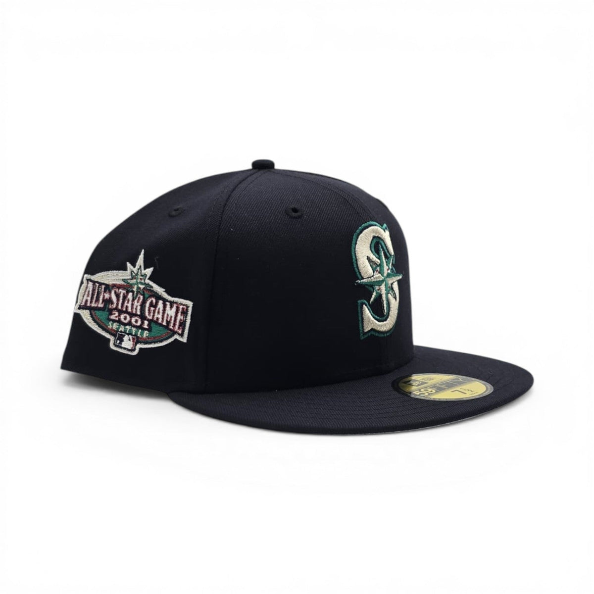 Navy Blue Seattle Mariners Gray Bottom 2001 All Star Game Side Patch New Era 59Fifty Fitted