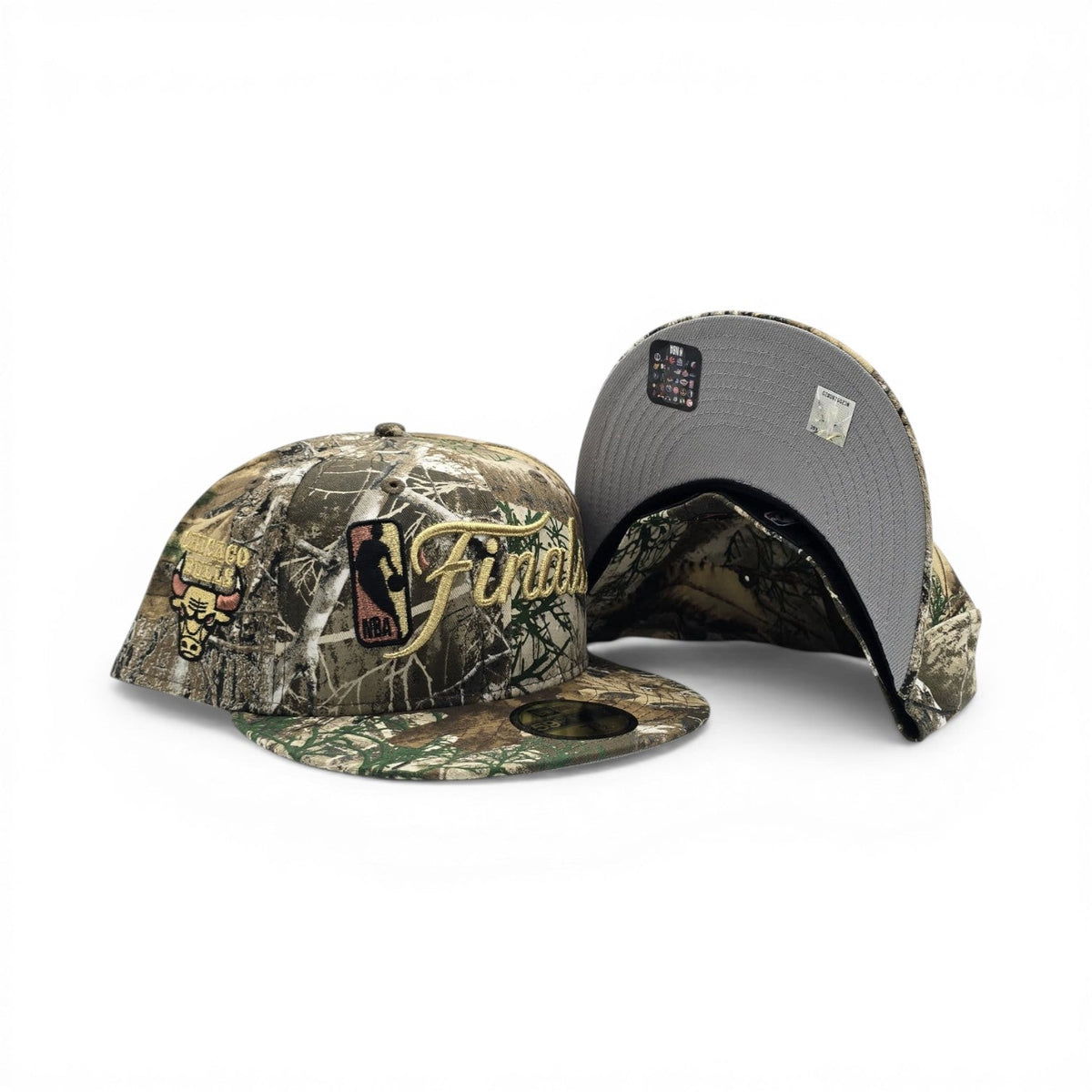 Real Tree NBA Finals Gray Bottom Chicago Bulls Side Patch New Era 59Fifty Fitted