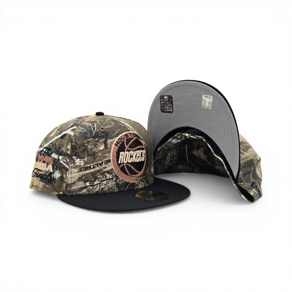 Real Tree Houston Rockets Black Visor Gray Bottom The 1995 NBA Finals Side Patch New Era 59Fifty Fitted