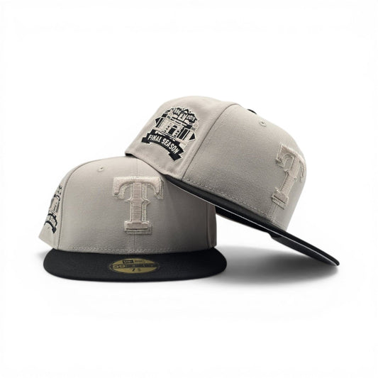Stone Texas Rangers Black Visor Gray Bottom Final Season Side Patch New Era Fitted