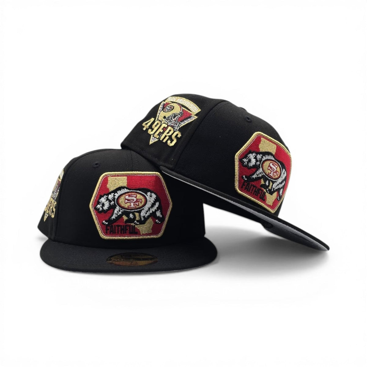Black San Francisco 49ers Gray Bottom Team Helmet Side Patch New Era 59Fifty Fitted