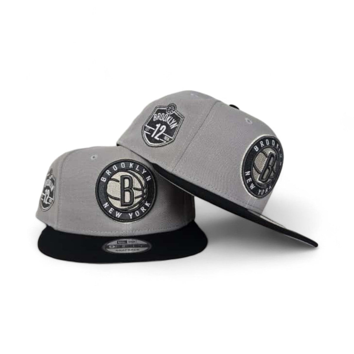Gray Brooklyn Nets Black Visor Gray Bottom Est 12 Side Patch New Era 9Fifty Snapback
