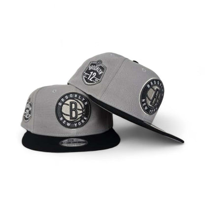 Gray Brooklyn Nets Black Visor Gray Bottom Est 12 Side Patch New Era 9Fifty Snapback