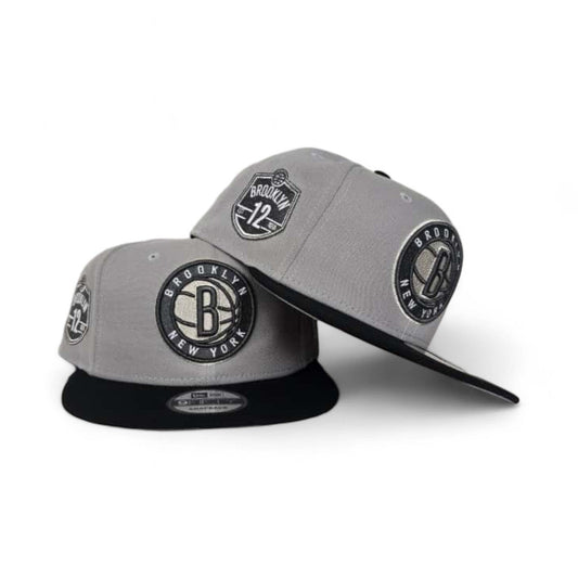 Gray Brooklyn Nets Black Visor Gray Bottom Est 12 Side Patch New Era 9Fifty Snapback
