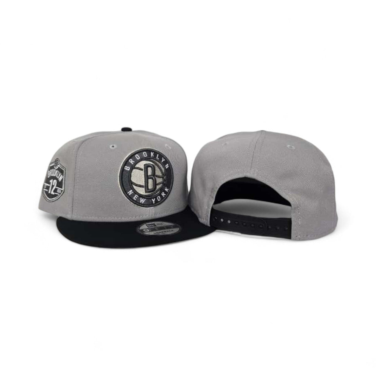 Gray Brooklyn Nets Black Visor Gray Bottom Est 12 Side Patch New Era 9Fifty Snapback