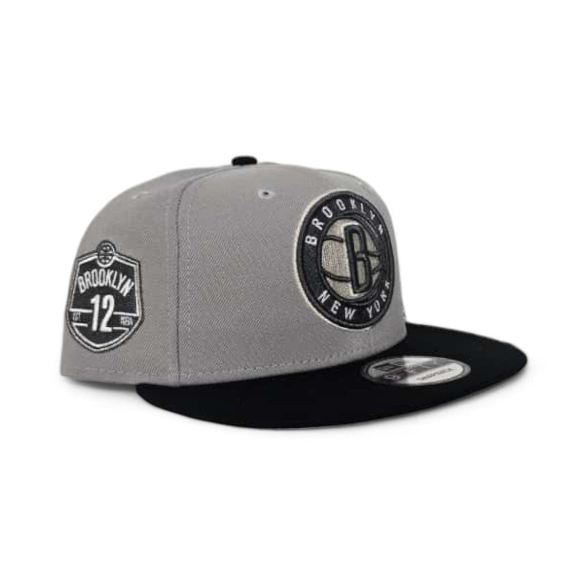 Gray Brooklyn Nets Black Visor Gray Bottom Est 12 Side Patch New Era 9Fifty Snapback